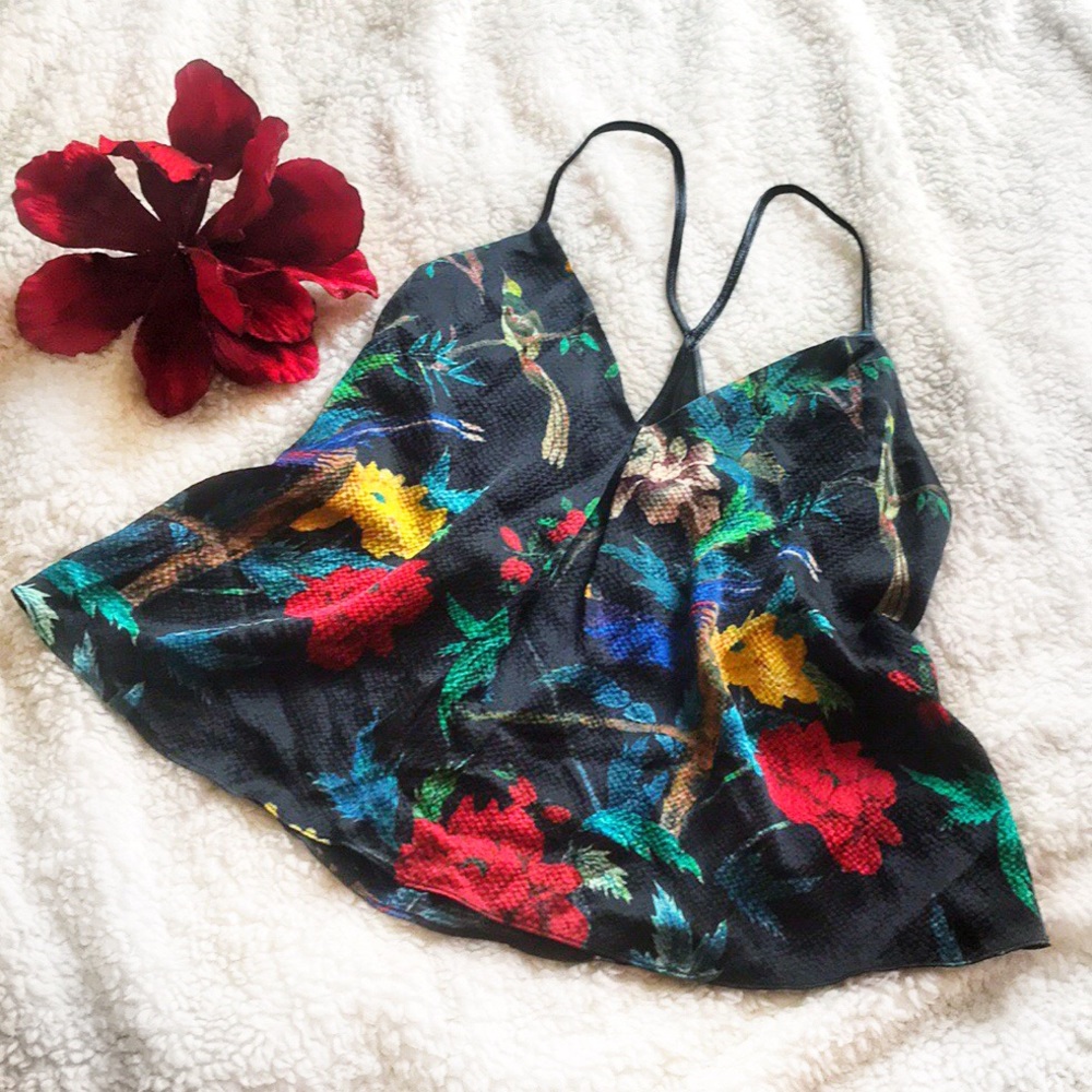 Alice + Olivia Floral Tank Top - Black, Red, Yellow, Green